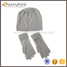 cable de cachemir guante de punto bufanda y gorro conjunto